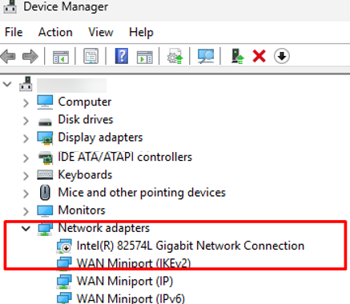 Check and enable the network adapters in the Device Manager