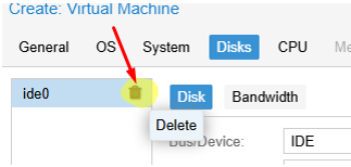 delete VM default disk