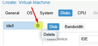 delete VM default disk