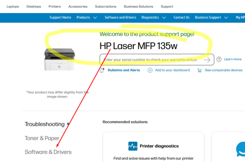 Download the printer driver from the vendor's website