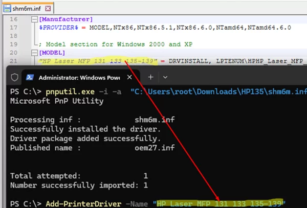 Install printer driver from CMD/PowerShell