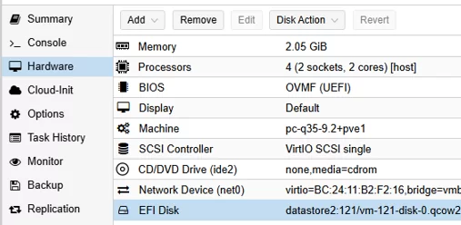 Overview Windows VM settings in Proxmox