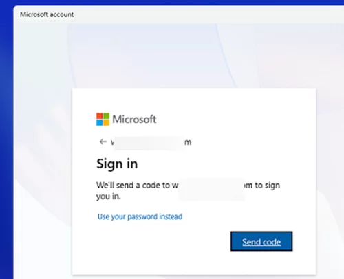 Sign-in options - Microsoft account verification