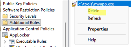 Delete Software Restriction rule