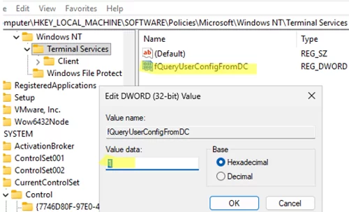 fQueryUserConfigFromDC - re-enable querying user configuration and startup program settings from Active Directory