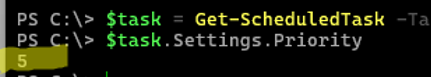 Get-ScheduledTask Priority
