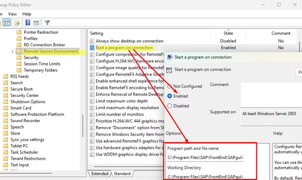 GPO option for RDS environment: Start a program on connection