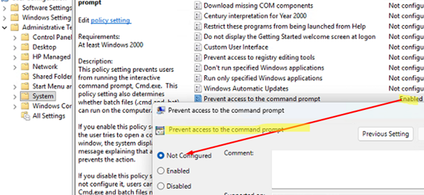 GPO option: Prevent access to the Command Prompt