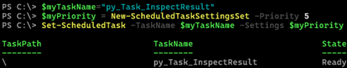 PowerShell: Set-ScheduledTask priority