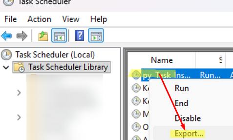 Task Scheduler - export task settings to XML