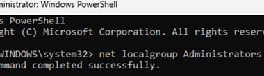 add Microsoft account to local administrators group using cmd