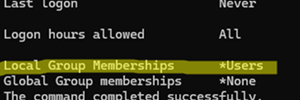 check user local membership with net user command