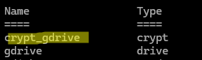 crypt_gdrive remotein rclone