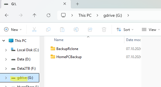 Google Drive mapped folder in File Explorer in Windows 11