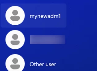 new local admin on a sign-in screen