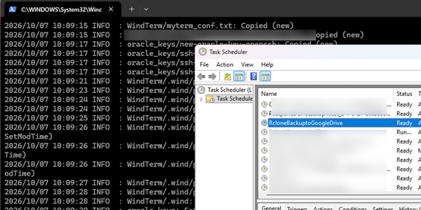 PowerShell script in Task Scheduler to automatically sync a local folder with Google Drive