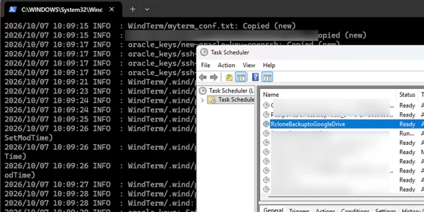 PowerShell script in Task Scheduler to automatically sync a local folder with Google Drive