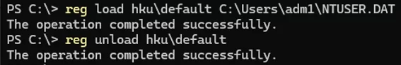 reg load NTUSER.DAT - load the user profile into registry to check that it is not corrupted