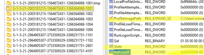 Restore path to user profile folder in registry