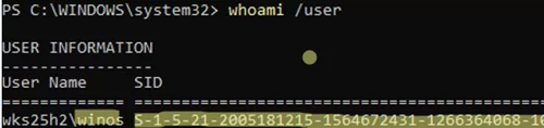 whoami /user - get SID